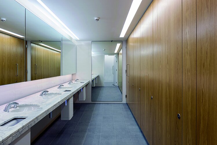 Public bathrooms at Banking Hall building in Moorgate
