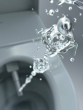 Picture shows a WASHLET nozzle with hot water