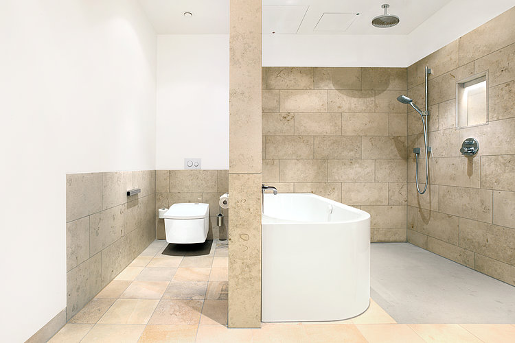 Spacious bathroom with WASHLET™ at Hotel Schloss Elmau
