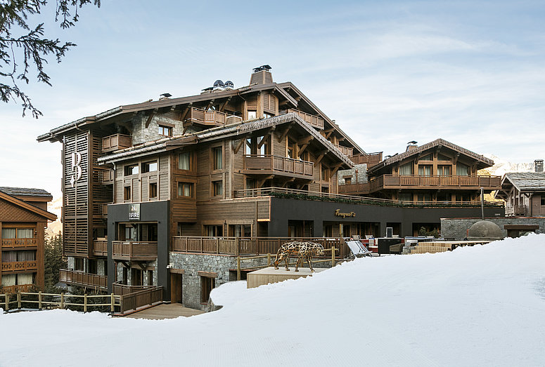 Outside view of luxury hotel Les Neiges in Courchevel