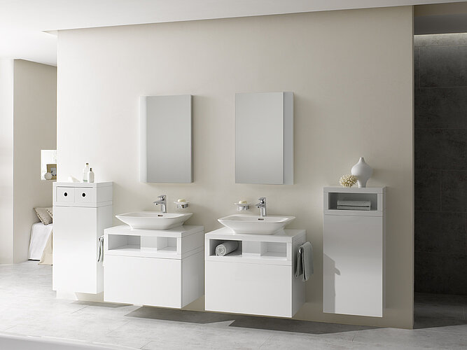 Vanity washbasin with single arm fittings