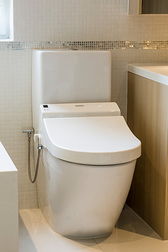 Robinet de douche en acier inoxydable dans le domicile privé de Sir Stirling Moss à Londres