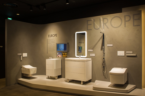 Bunk for the Europe area in the TOTO Museum in Kitakyushu